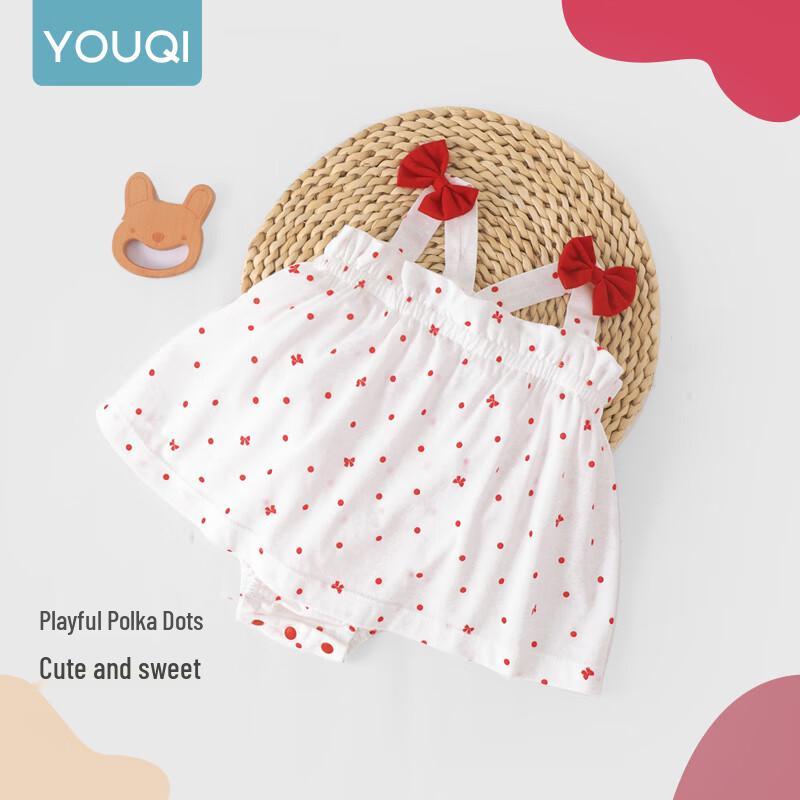 Baby Girl Bowknot Polka Dot Suspender Romper