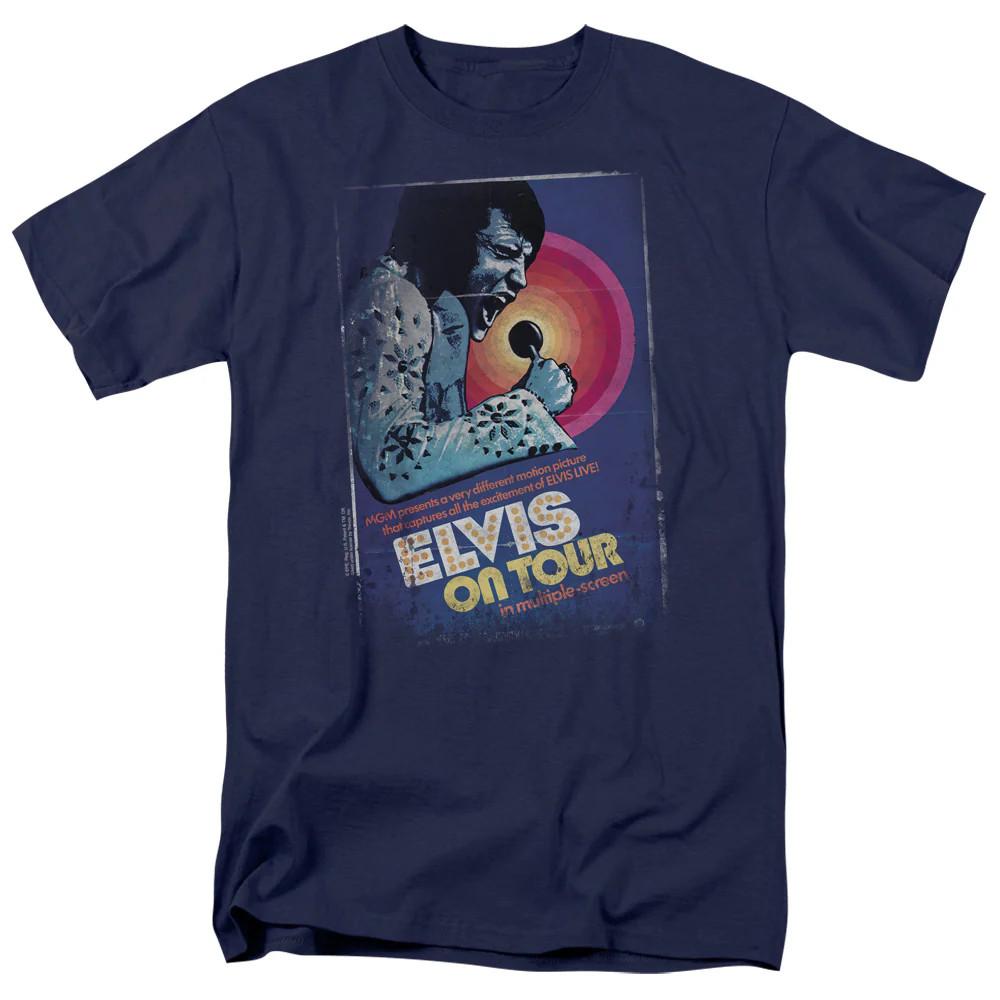 Elvis Presley On Tour Poster Mens T Shirt Navy Officially Licensed Unisex T-Shirt XXXL