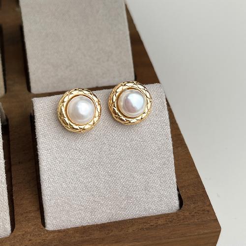 French Light Luxury Baroque Pearl Earrings Personality Fashion Temperament Freshwater Pearl Earrings Retro Earrings High-end Sense