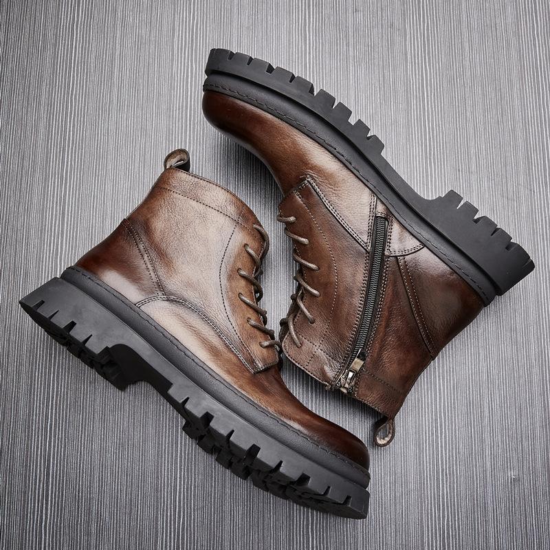 Martin Boots Men's High-top British Retro Cowhide Tooling Boots Flow Locomotive Boots Men's Leather Boots Men's Short Boots
