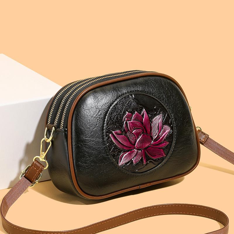 Einschulterige kleine runde Tasche, Damen-Umhängetasche, Münzbörse, Tasche aus weichem Leder, Kleine Tasche