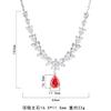 Cross Border Luxury Red Corundum Gemstone Pendant Zircon Necklace Collarbone Chain Formal Dress Evening Decoration Colorful Treasure