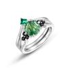 WES   CopperCrown Moss Agate Leaf Ring Sets for Women Mom Crystal Natural Gem Anniversary Jewelry  Gift
