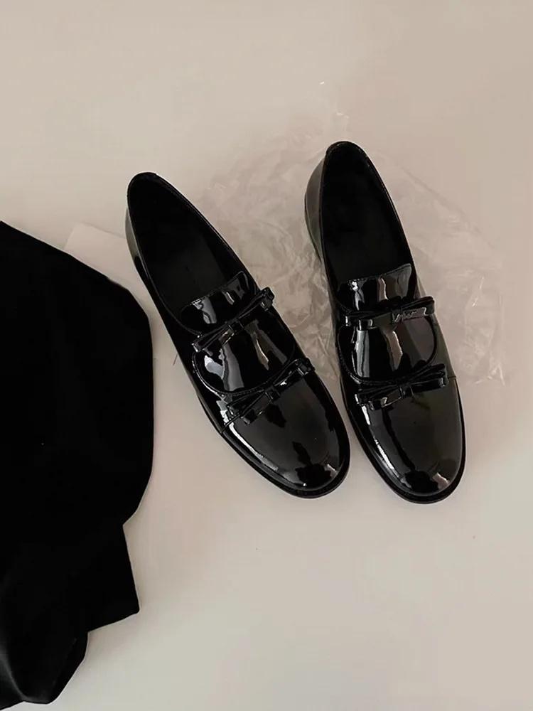 

Fashion Retro British Style Mary Jane Women s Round Toe Chunky Heel Single Shoes with Bow Tie Comfortable Leather Loafers for Autumn Win 40 чёрный