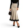 Damen Casual Polka Dot Rock mit Spitzeneinsatz, Modischer Rock für den Alltag
