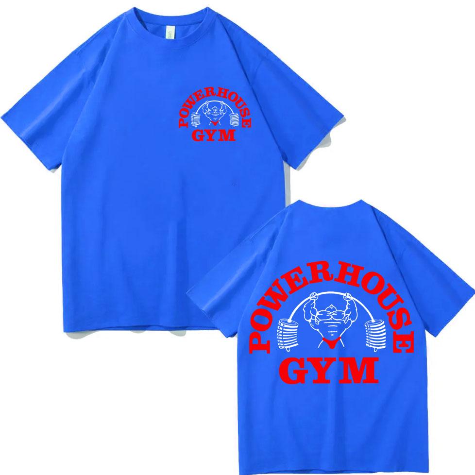 Powerhouse Gym Double Sided Print Tshirt High Street Fashion Trend Short Sleeve T Shirts Men Women Casual Loose Cotton Tshirts