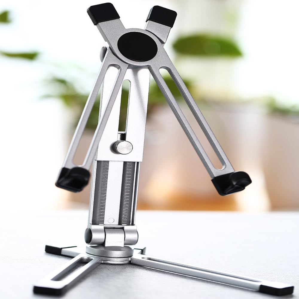Aluminum Foldable Tablet Stand with Ergonomic Design for Posture Phone Desktop Stand for and Adjustable Height and Portable Stability, Non-Slip,