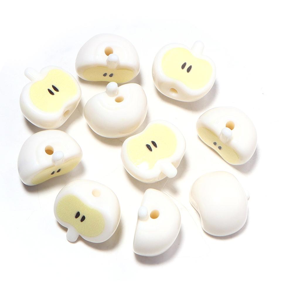 10pcs/lot Colored Half Apple-Shape Acrylic Beads Loose Spacer Bead For Jewelry Making DIY Charms Phone Chains Bracelet Accessory