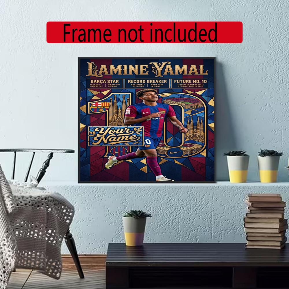 Lamin Yamal Customize Text Diamond Painting Round Diamond Mosaic Suitable For Beginners Diamond Painting Rhinestones Gift Frameless
