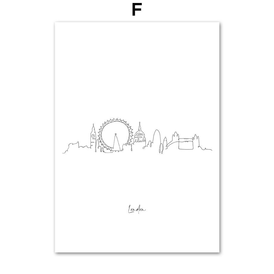 Paris New York London Sydney Taj Mahal Line Wall Art Print Canvas Painting Nordic Poster Modern Decor Picture For Living Room