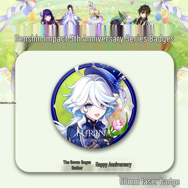 Genshin Impact Anniversary Badges & Character Standees: Venti, Collei, Nahida, Furina 58mm Badge