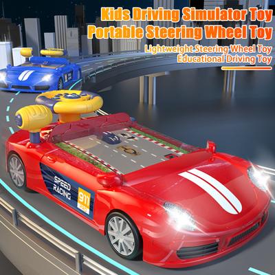 Fahrsimulator-Spielzeug für Kinder mit leichter Musik, Geschwindigkeit einstellbar, pädagogisches Lenkrad-Spielzeug, interaktives Rollenspiel für Kleinkinder, so tun, als ob sie Auto fahren