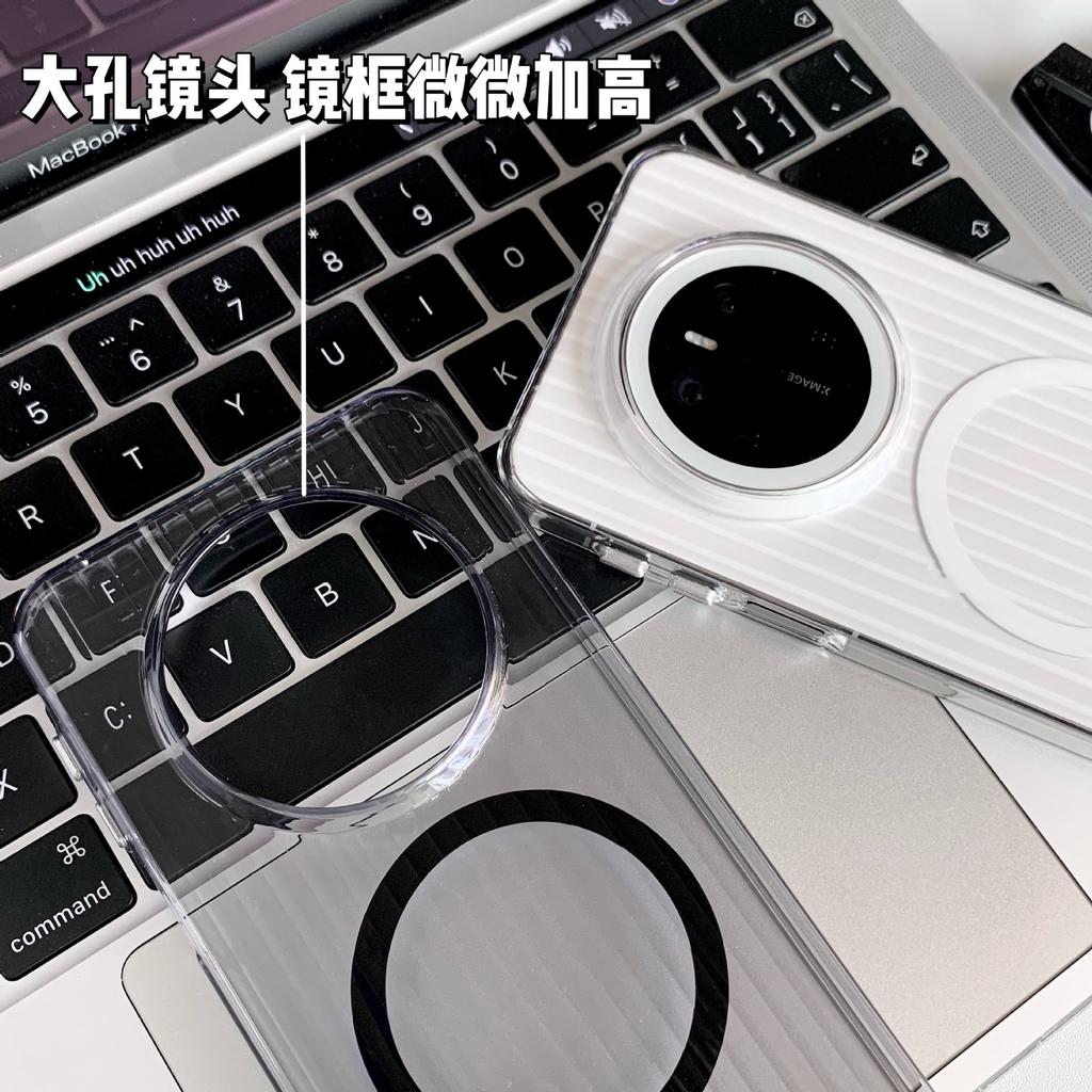 Applicable to Huawei mate11promax mobile phone case heat dissipation corrugated pattern Honor 111 magnetic suction high transparency protective case