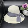 Straw hat women's summer wide edge sunscreen hat fashionable and elegant sun hat temperament sweet women's basin hat bucket hat