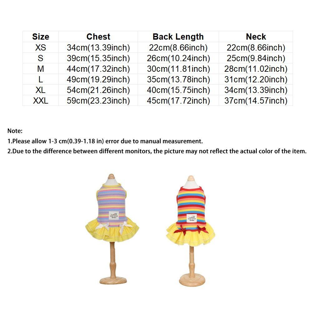 Ruffle Striped Dog Rainbow Striped Skirt Comfortable Dog Cooling Vest Dog Summer Vest Casual Wear