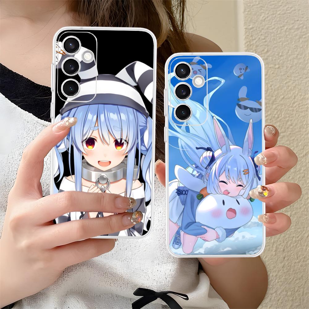 Holo Usada Pekora Clear Mobile Phone Case for Samsung Galaxy S25 S24 S23 S22 S21Plus FE Ultra Colorful Cover