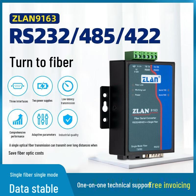 

Промышленный преобразователь ZLAN RS485/232/422 последовательного интерфейса в оптоволоконный трансивер