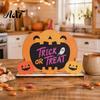 Decorative Fall Table Sign Halloween Wooden Sign, Cute Pumpkin Boo Ghost Holiday Window Display Ornament Tabletop Centerpiece for Indoor Mantel