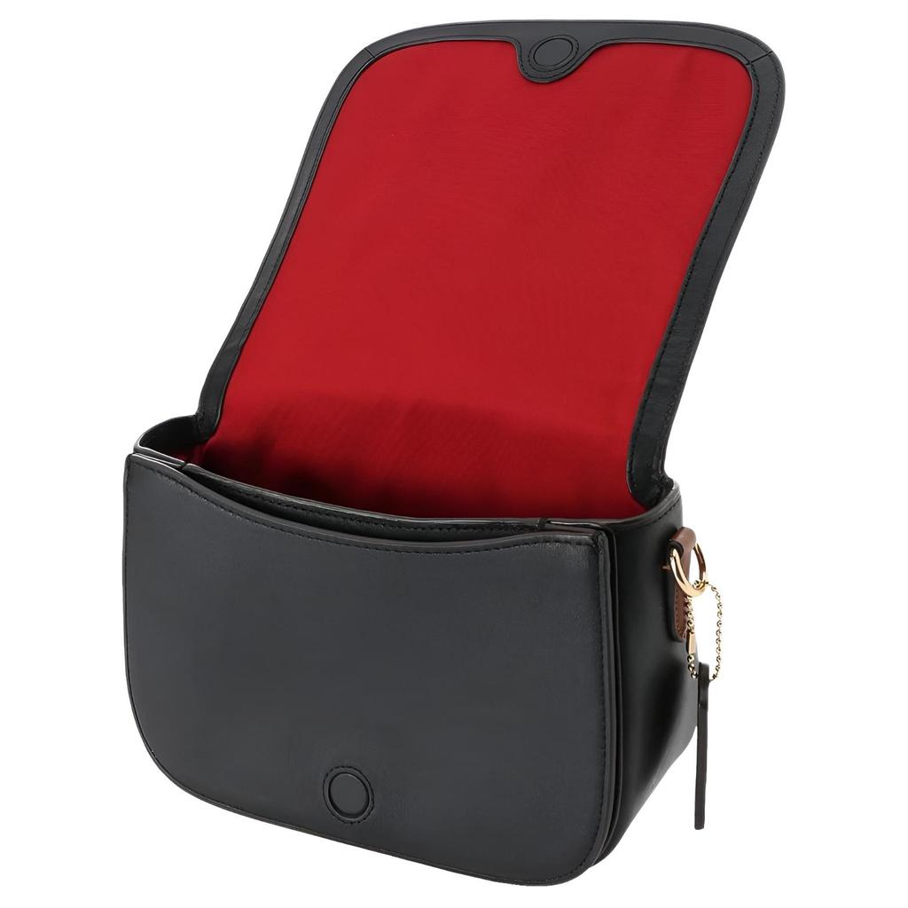 Coach 21 Horse And Carriage Print Flap Leather Saddle Bag Women Shoulder Bag Brown Black C4059-IMBLK