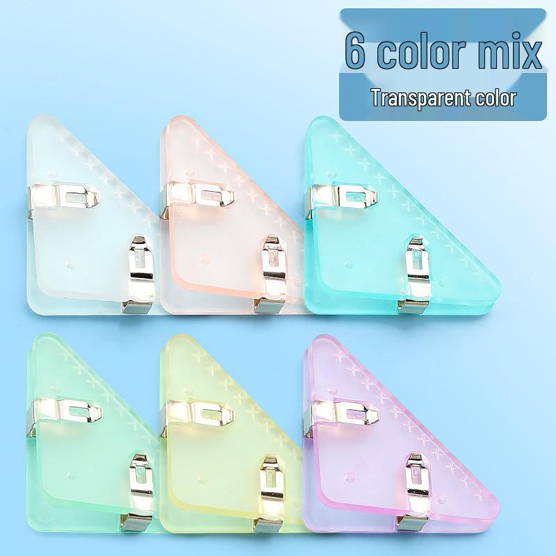 Japanese-Style Frosted Corner Clip for Student Test Papers – Anti-Curl, Transparent Triangular Design