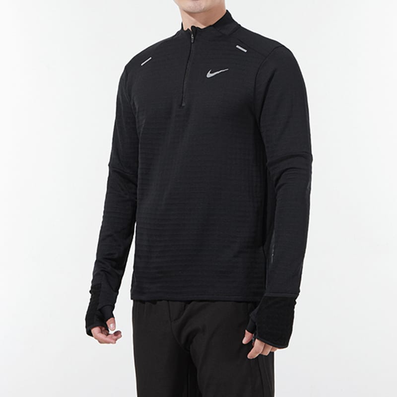 Nike T Shirts Men's Black Stand Collar Moderate Straight Fit DD5663-010