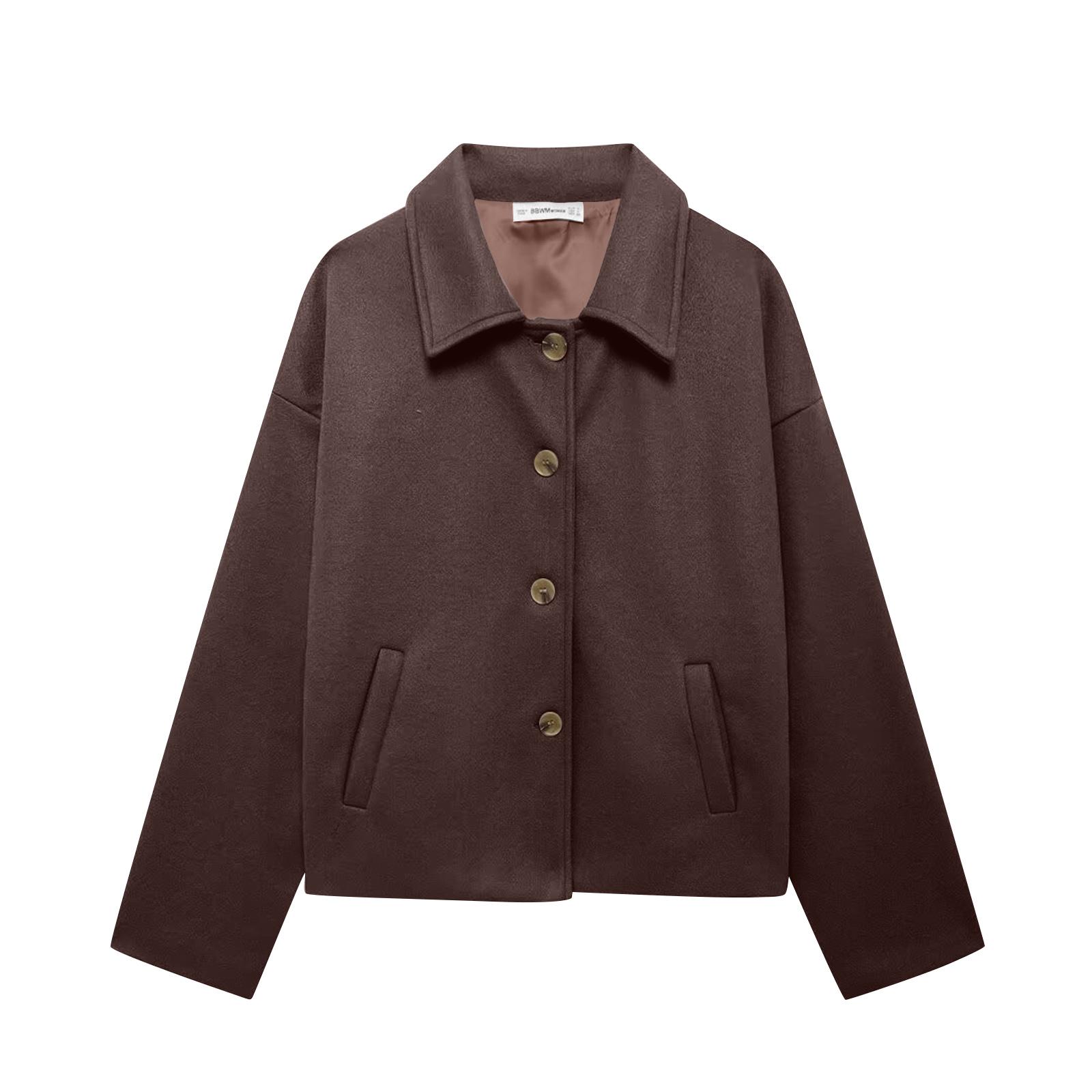 

Женская модная повседневная блузка с длинными рукавами на пуговицах, однотонная, куртка куртка куртка M кофейный