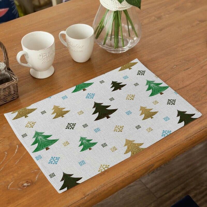 Cheap Xmas Santa Table Mats Durable Christmas Dinning Table Placemat