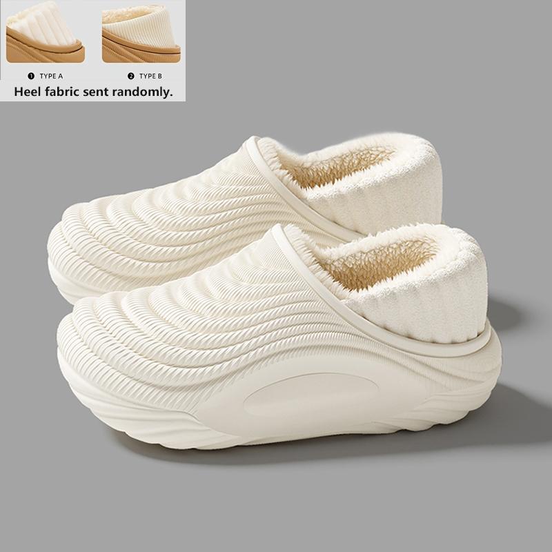 Warm Plush Waterproof EVA Indoor Slippers for Women Soft Thick Bottom Non-Slip Home Slippers Couple's Furry Slides