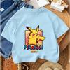 Children Fashion Street Tee Pikachu Cute Cartoon Print For Boys Girls Summer Casual Comfort Wear 3-14 Years