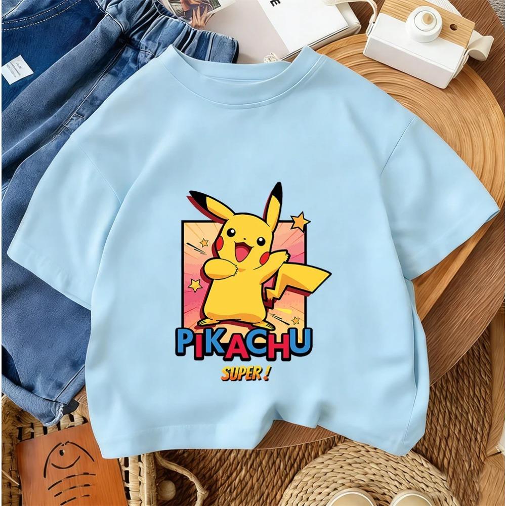 

Children Fashion Street Tee Pikachu Cute Cartoon Print For Boys Girls Summer Casual Comfort Wear 3-14 Years 110