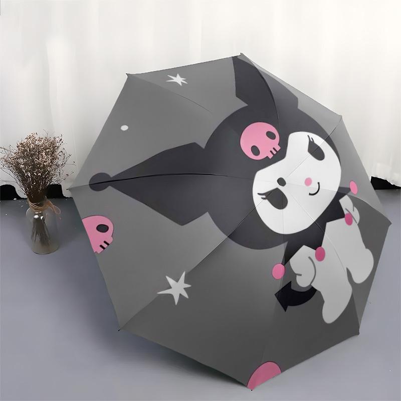1pc Gothic Kuromi Round Sticker Umbrella with Plastic Handle,Suitable for All Seasons Home Travel Outdoor UmbrellaSanlio605