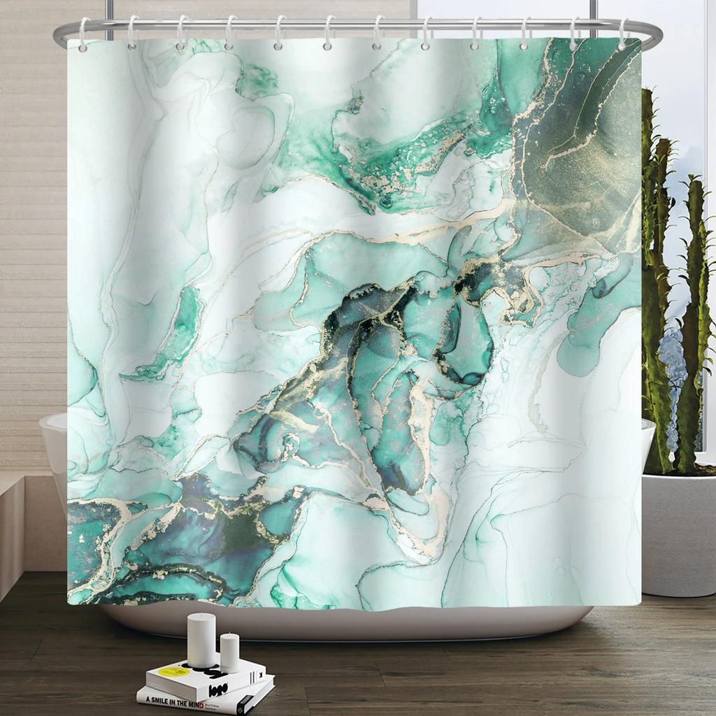 Marble Bathroom Curtain Abstract Modern Luxury Shower Curtain Waterproof Fabric Shower Curtain Bath Curtains With Hooks180x200