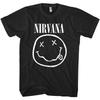 Herren Nirvana Weißes Lächeln Gesicht Logo Slim Fit T-Shirt Mittel Schwarz