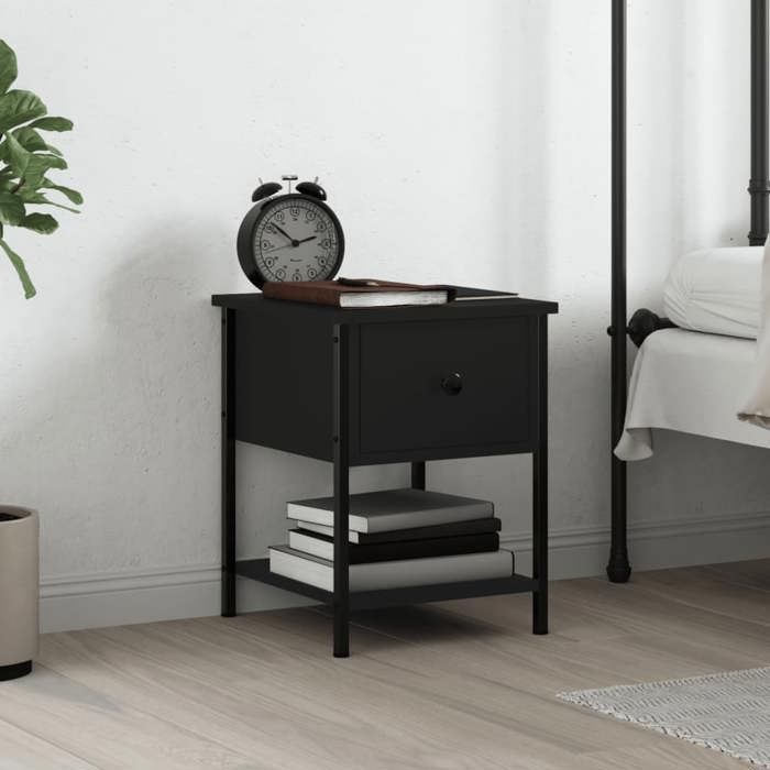 VidaXL Bedside Table Black 34x35.5x45 Cm Engineered Wood 825853