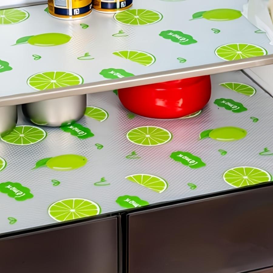 4pcs Waterproof Refrigerator Liner Set - Moisture-Proof, Non-Slip, Washable,Novel Lemon Pattern, Suitable for Refrigerator and Kitchen Decoration