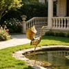Statua Metallica Design Airone, Decorazione Artistica in Metallo Fatta a Mano per Giardino, Scultura da Giardino Resistente alle Intemperie per Patio Esterno Prato Laghetto Regalo