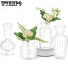 4pcs Modern Clear Glass Bud Vase Set Small Mini Flower Centerpieces Vases Handmade Decorative Cute Short Window Corner Home Decor