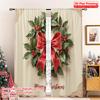 2pcs 2D Flat Printing Merry Christmas Popular Curtain Holly Wreath Merry Christmas Polyester Fabric Without Electricity 0
