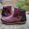 New short boots autumn and winter retro double zipper leather splicing flat bottom round head large size Martin boots