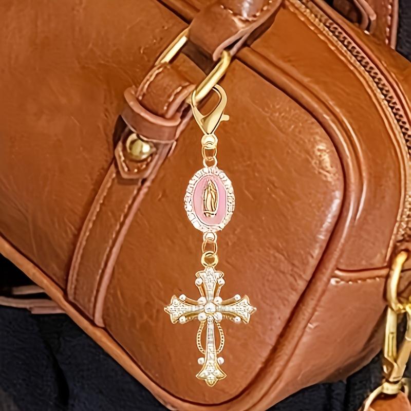 Pink Charm Cross Keychain for Car Bag Keyring