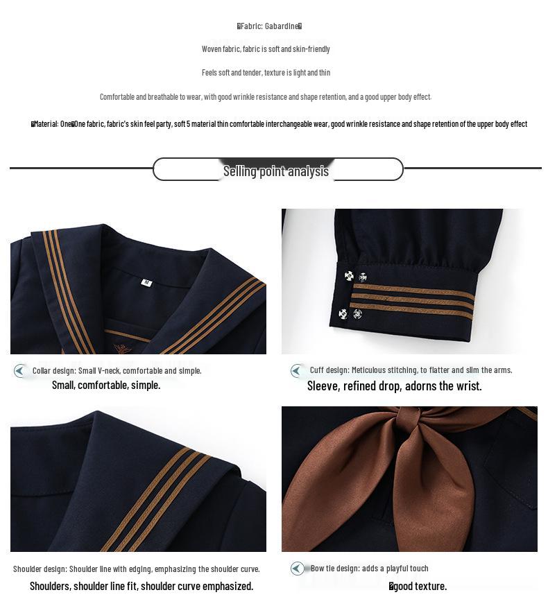 Authentic Navy Blue JK Uniform - Medium Long Sleeve Autumn/Winter Sailor Suit Set