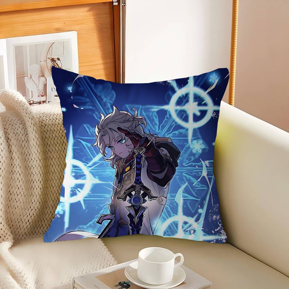 Genshin Albedo Pillow Cushion Cover Pillowcase Living Room Sofa Home Decor Customized