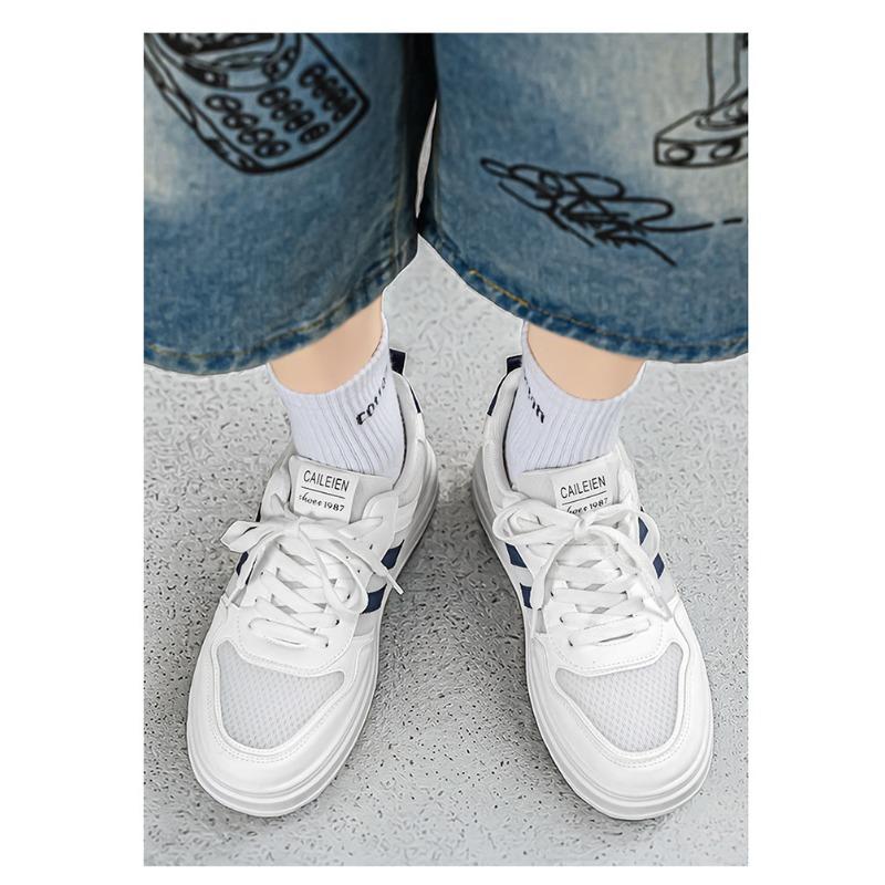 Men Breathable Mesh White Solid Casual Lace Up Sports Sneakers
