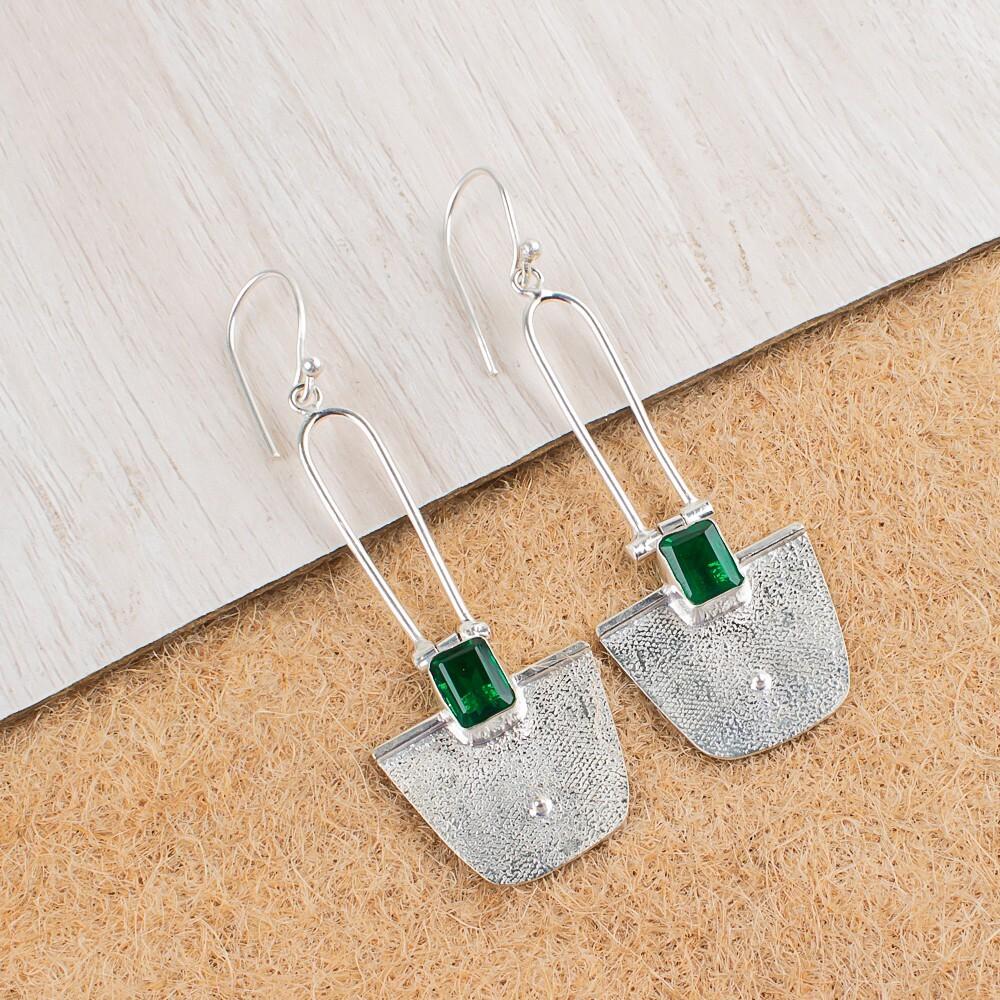 

Chrome Diopside Gemstone 925 Sterling Silver Handcrafted Jewelry Earrings 2.2 EE-68-4