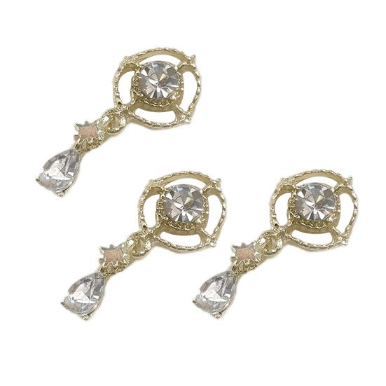 3Pcs Nail Charms Sparkling Stunning Visual Effect Ultra-Light Creative Shape Wide Application DIY Alloy Shiny Bow-knot Rhinestone Nail Art Decorations