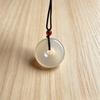 Ice Translucent White Chalcedony Ping An Kou Pendant Necklace for Men and Women
