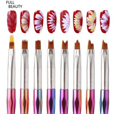 Colorful Rainbow Handle Nail Art Brush Kit Acrylic Gradient Painting Pen Manicure Tool
