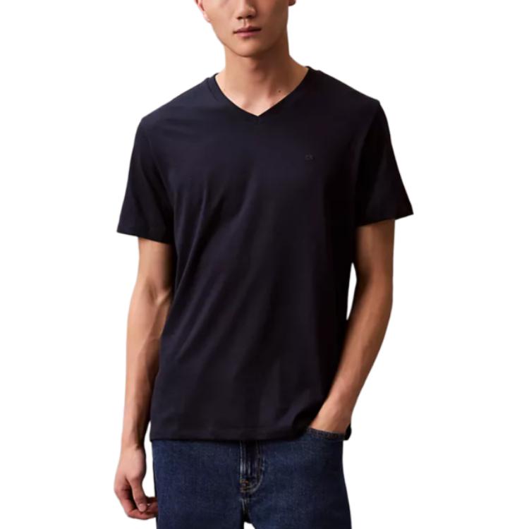 

Calvin Klein Minimalist Comfortable Versatile Casual V-Neck Short Sleeve T-Shirt Men Tops Dark-Blue 40BC239-411 XXL
