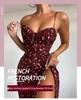 European & American Sexy Print Lace-Up Slit Sling Dress for Women