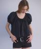 ROSEFRANTZ Puff Ribbon Blouse [Black]